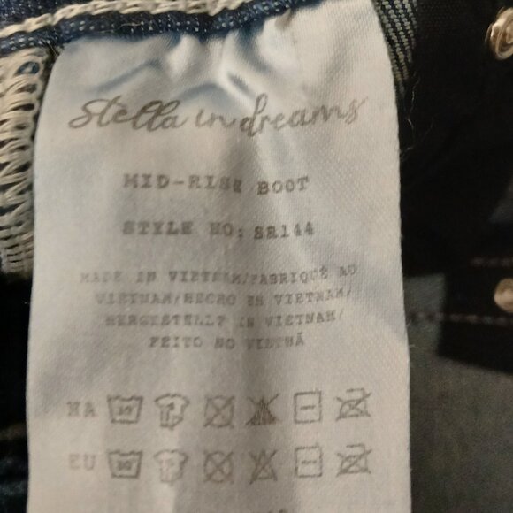 Stella In Dreams Jeans 5 27 Mid Rise Boot Cut Embellished Blue Denim Stretch - Picture 10 of 11